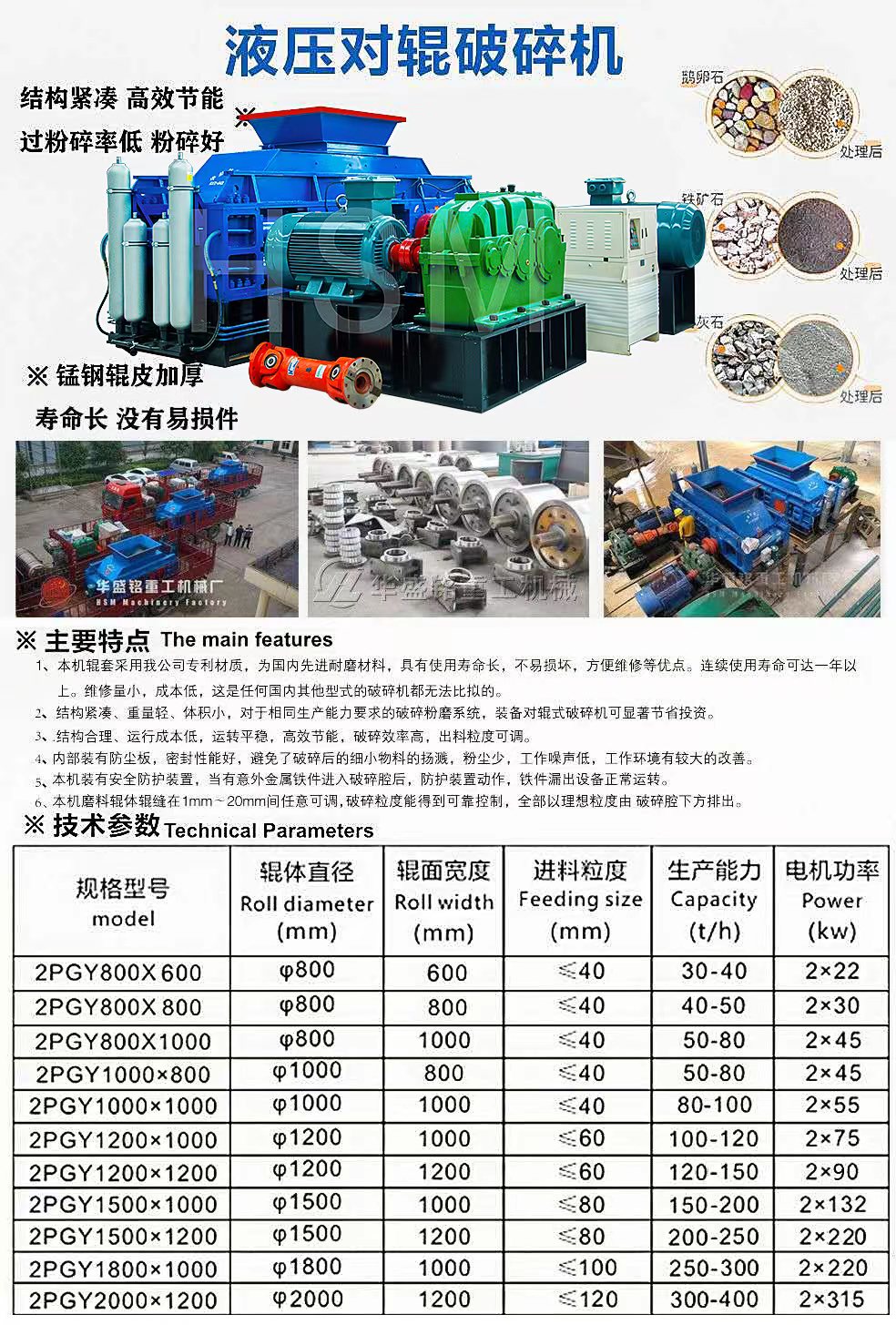 對輥機型號及參（cān）數